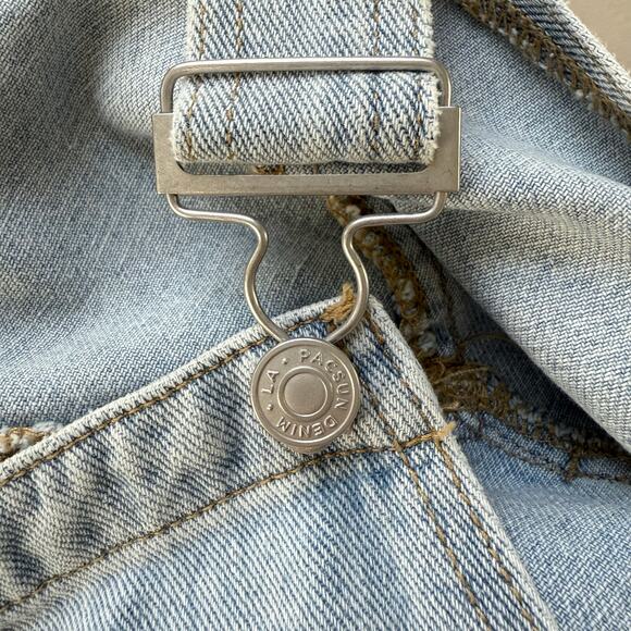 PacSun Light Blue Denim Overalls Wide Leg Baggy Fit 100% Cotton, Size Medium - Picture 7 of 16